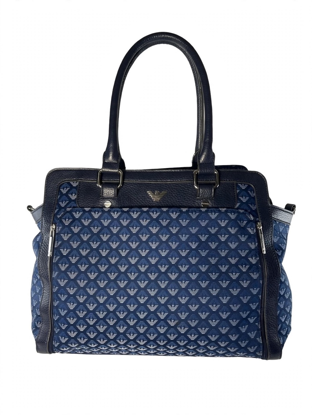 Emporio Armani Navy Baby Bag with Iconic Pattern( diaper, bottles, changing mat)